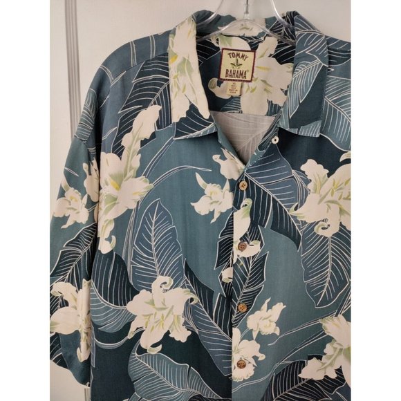 Tommy Bahama Cotton Silk Shirt Mens Size XL Hawaiian Button Short Sleeve PERFECT - Picture 2 of 2
